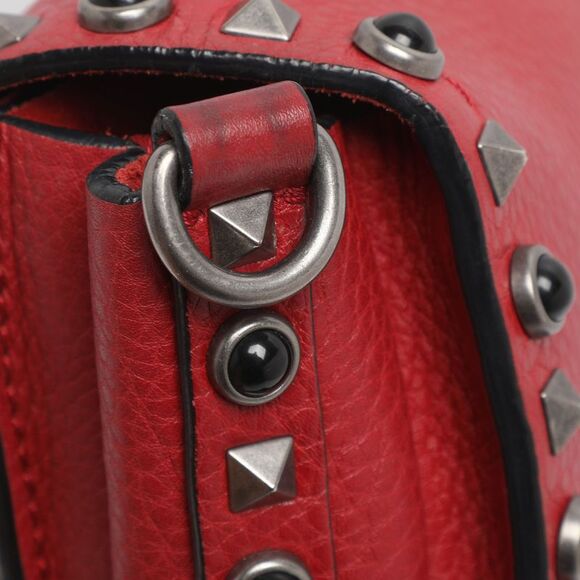 Valentino Rolling Rockstud Red Leather Shoulder Bags - Picture 6 of 7